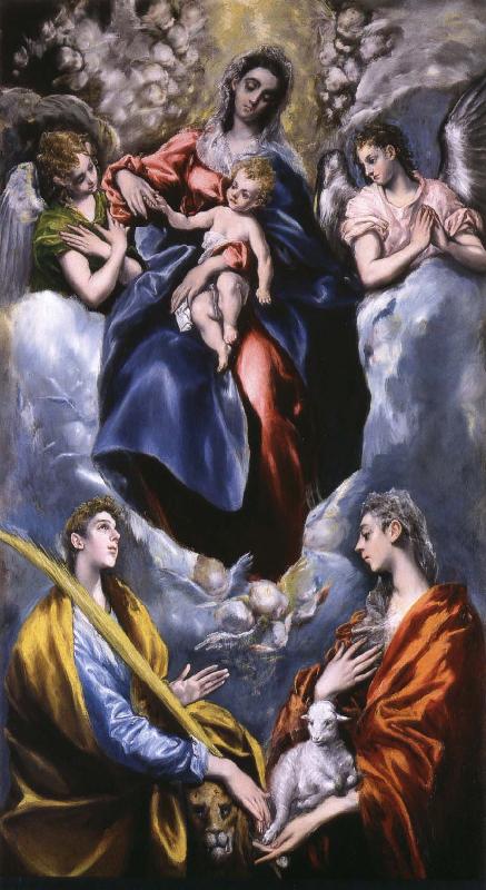 El Greco Madonna and Child with St Martina and St Agnes oil painting image